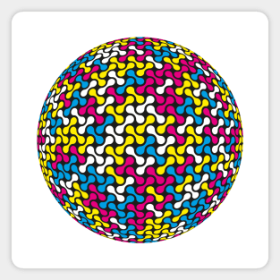 Metaballs Pattern Sphere (CMYK Colour) Magnet